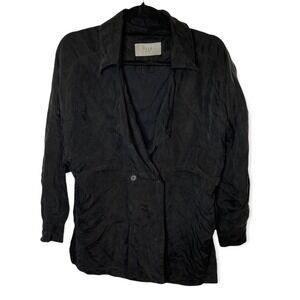 7115 New York Szeki  SMALL Black 100% Cotton 2 Button Long Sleeve Jacket Blazer